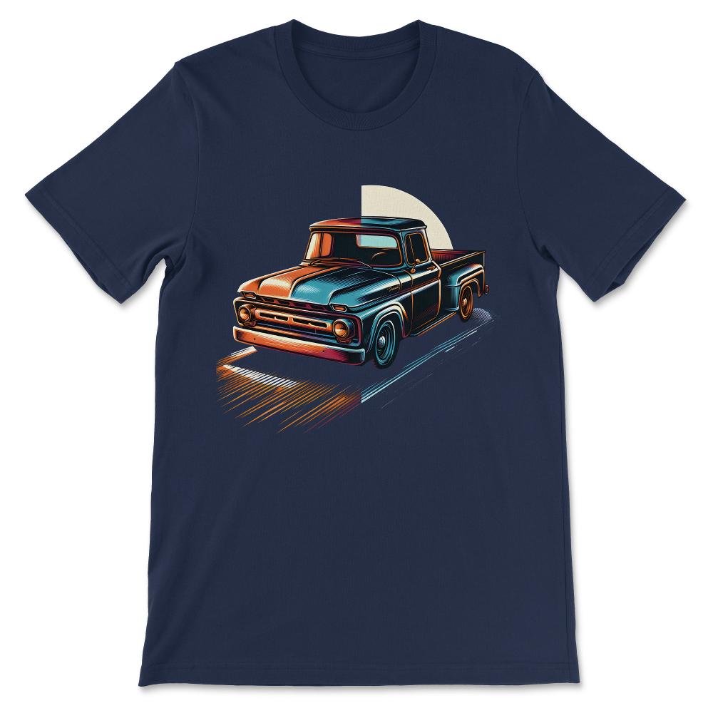 Truck Vintage Old Classic School American Pickup Retro Farm Gift Tee - Navy