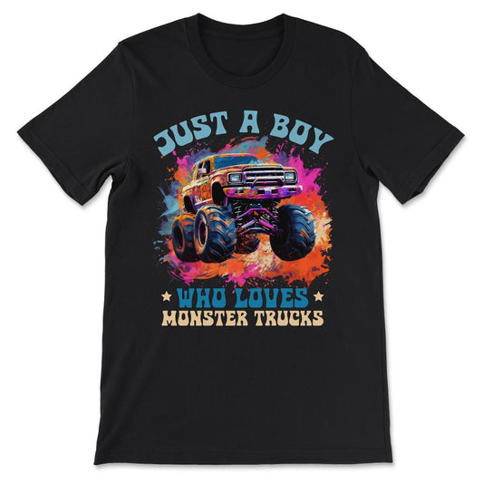 Monster Trucker Boy Retro Race Trucker Lover Jam Vintage Gift Tee - - Black