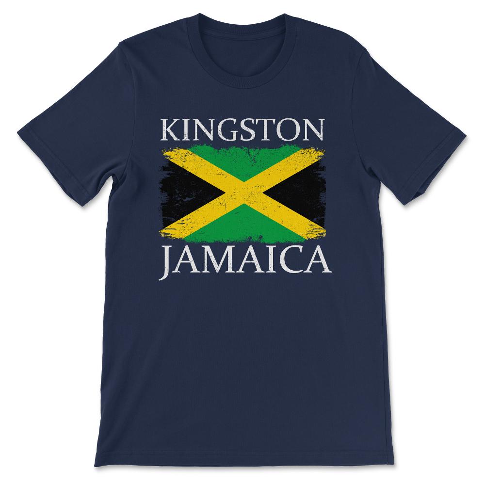 Kingston Jamaica Flag Jamaica Capital Jamaica Tourist Gift Tee - - Navy