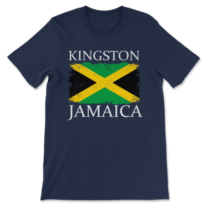 Kingston Jamaica Flag Jamaica Capital Jamaica Tourist Gift Tee - - Navy