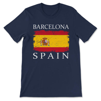 Barcelona Spain Flag Barcelona Tourist Spain Tourist Gift Tee - - Navy