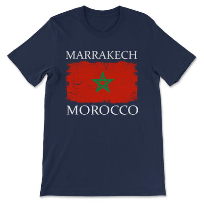 Marrakech Morocco Flag Morocco Tourist Marrakech Visitor Gift Tee - - Navy