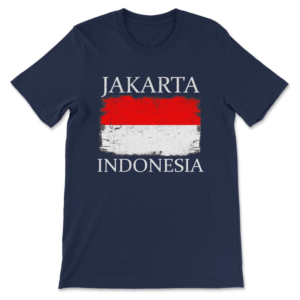 Jakarta Indonesia Flag Indonesia Tourist Jakarta Tourist Gift Tee - - Navy