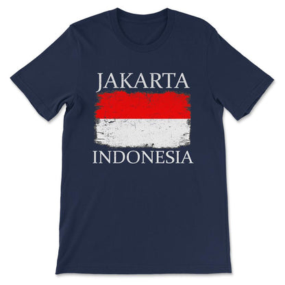 Jakarta Indonesia Flag Indonesia Tourist Jakarta Tourist Gift Tee - - Navy