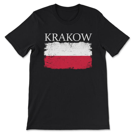 Krakow Poland Krakow Flag Poland Tourist Poland Flag Gift Tee - - Black