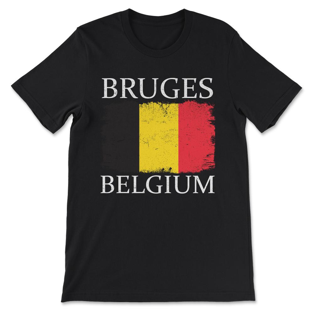 Bruges Belgium Bruges Tourist Belgium Flag Belgium Tourist Gift Tee - - Black