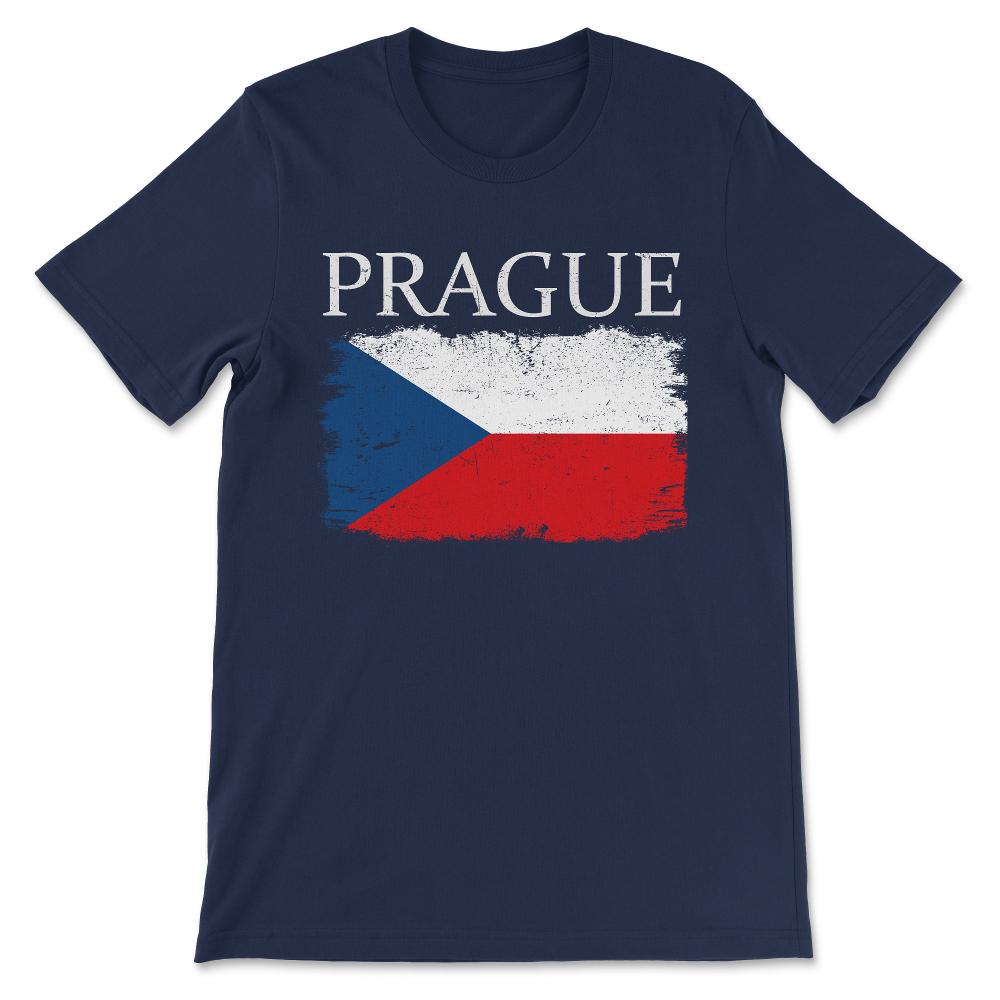 Prague Czech Republic Flag Czech Tourist Prague Tourist Gift Tee - - Navy