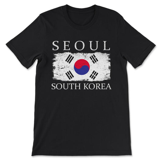 Seoul South Korea Flag South Korea Visitor Seoul Tourist Gift Tee - - Black