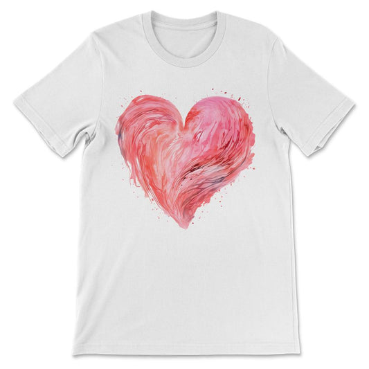 Heart - Cute Floral Pink Heart Love Women Girls Wife Mom Gift Tee - - White