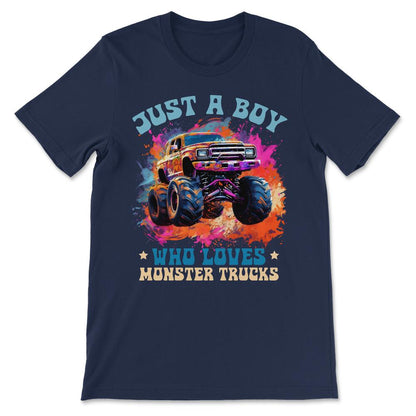 Monster Trucker Boy Retro Race Trucker Lover Jam Vintage Gift Tee - - Navy