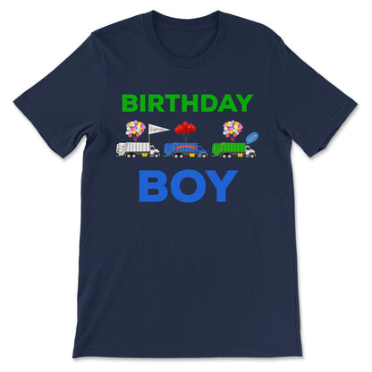 Garbage Truck Birthday Shirt Toddler for Birthday Boy - Garbage Truck - Navy