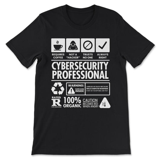 Cybersecurity Network Engineer Analyst Cyber Security Data Gift Tee - - Black