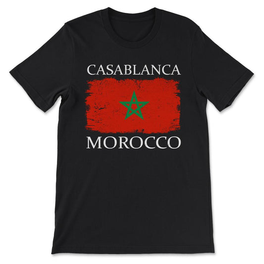 Casablanca Morocco Flag Morocco Tourist Casablanca Visitor Gift Tee - - Black