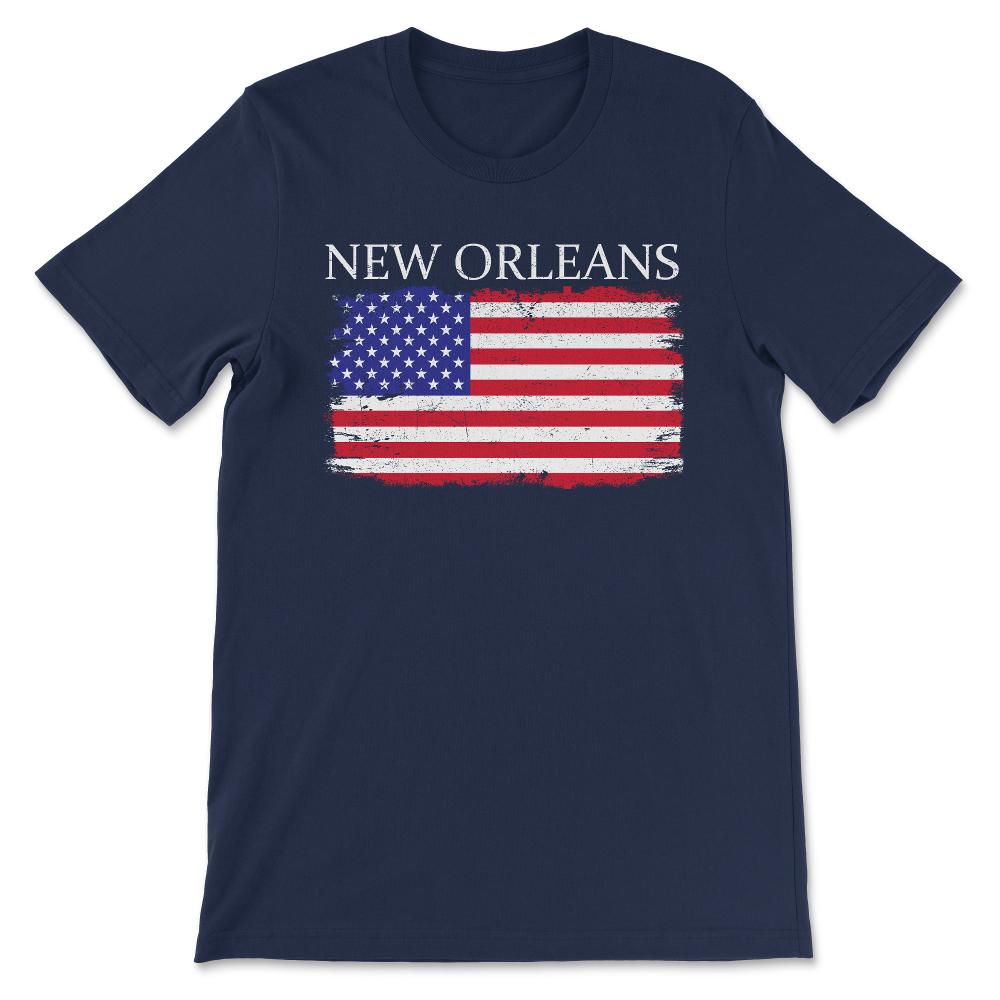 New Orleans America Flag America Tourist New Orleans Visitor Gift Tee - Navy