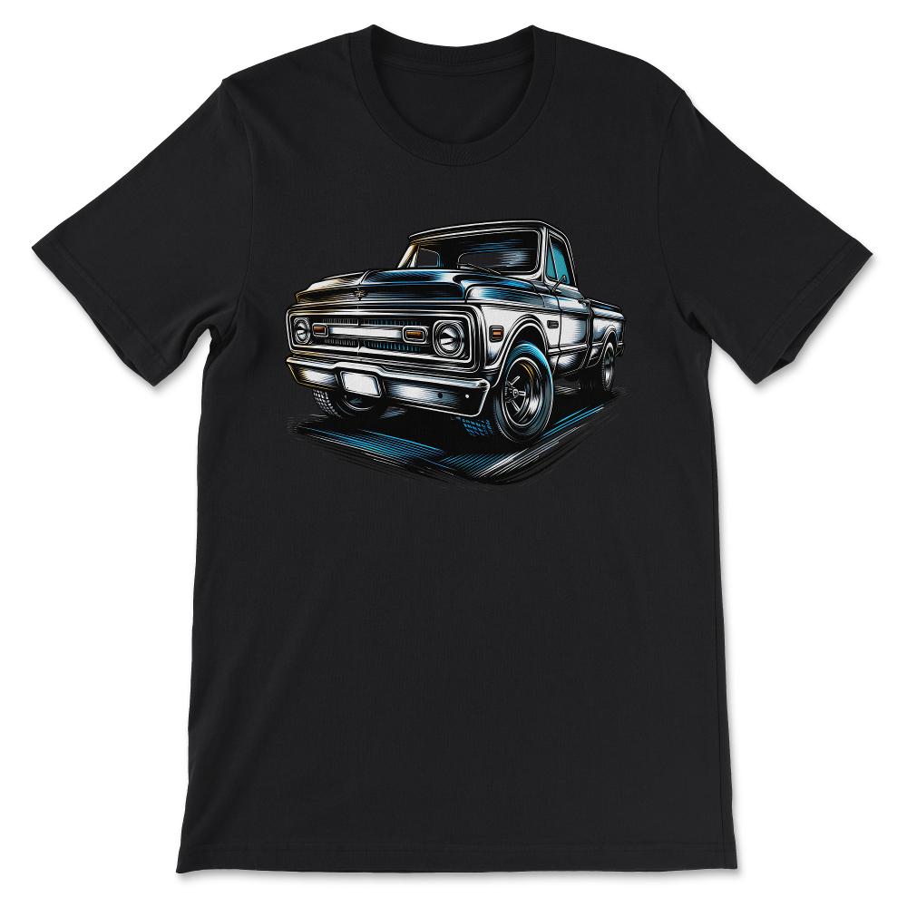 Truck Vintage Old Classic School American Pickup Retro Farm Gift Tee - Black