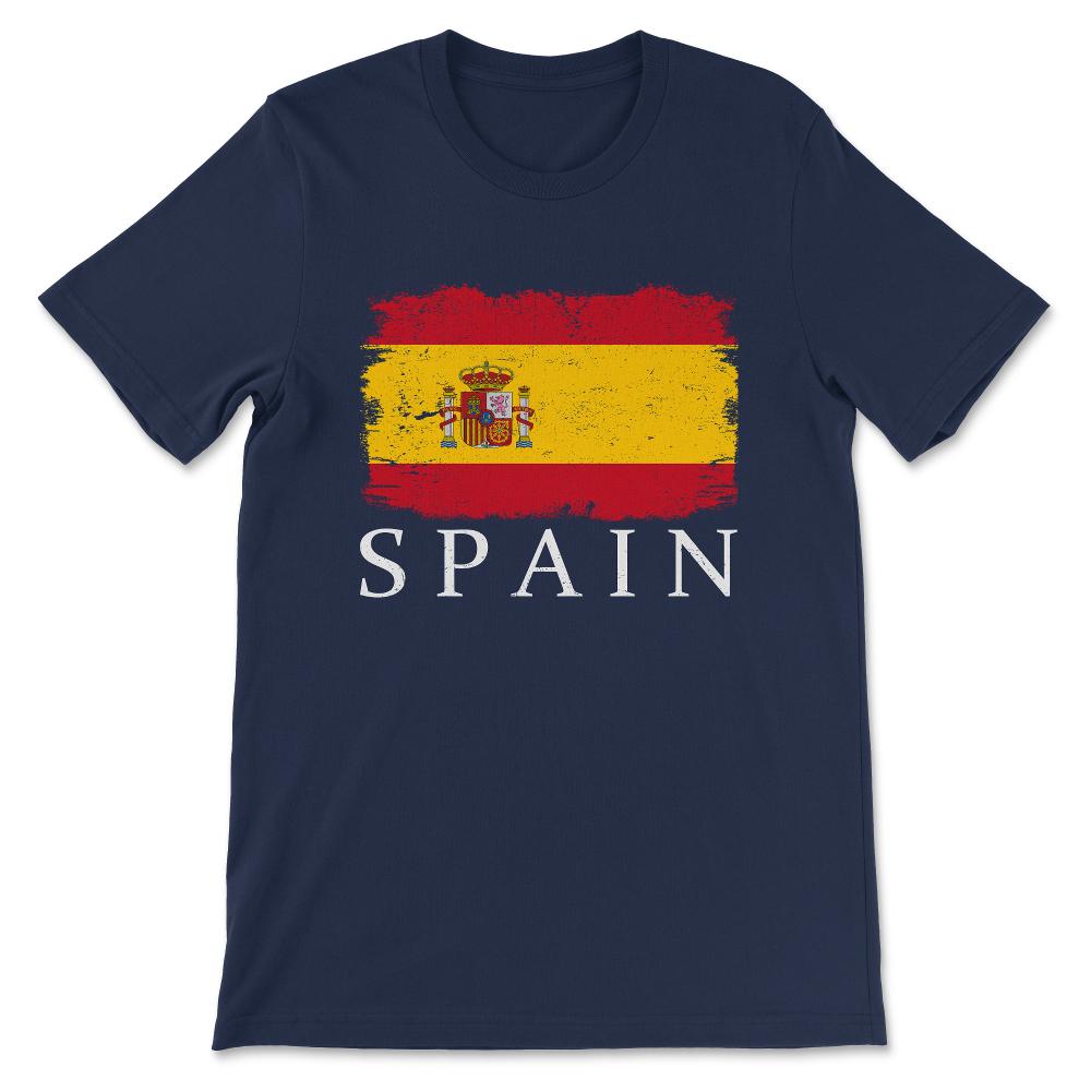 Spain Country Flag Spain Tourist Flag Spain Team Flag Gift Tee - - Navy