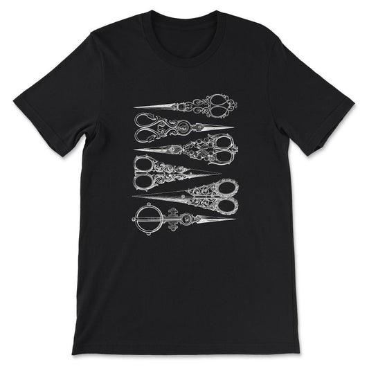 Barber Gift - Hairdresser - Hairstylist - Vintage Scissors Gift Tee - - Black