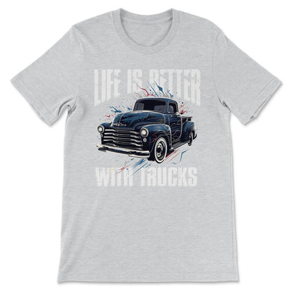 Truck Vintage Old Classic School American Pickup Retro Farm Gift Tee - Ash