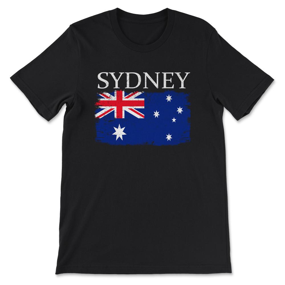 Sydney Australia Flag Sydney Tourist Australia Visitor Gift Tee - - Black