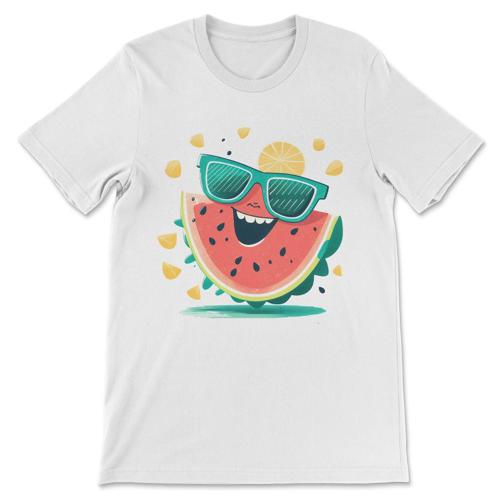 Watermelon Funny Summer Fruit Sunglasses Family Tropical Fun Gift Tee - White