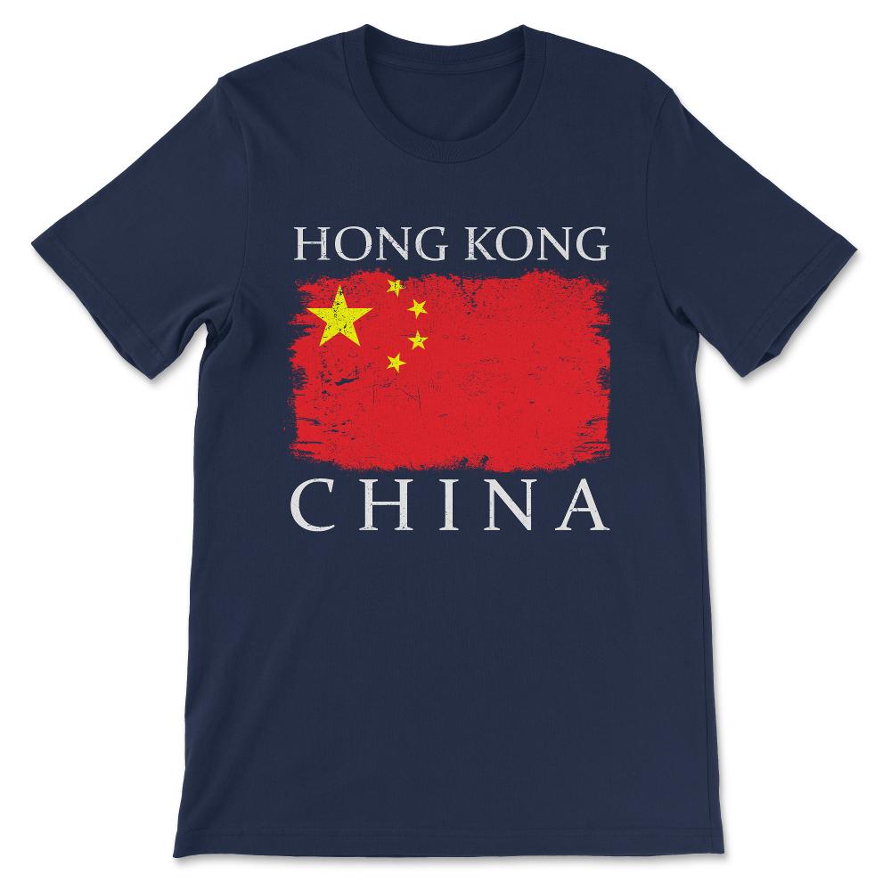 Hong Kong China Flag China Tourist Hong Kong Tourist Gift Tee - - Navy