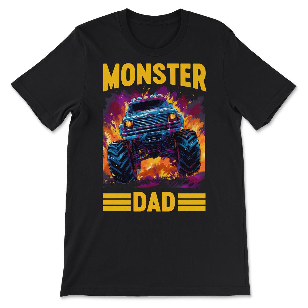 Monster Truck Dad - Monster Dad - Dad Trucker Retro Vintage Gift Tee - Black