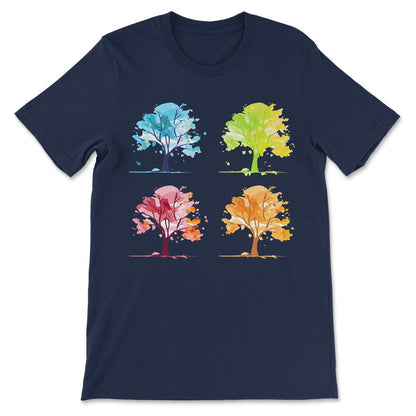 Done - Four Seasons Tree Lover Colorful Landscape Nature Lifecycle - Navy