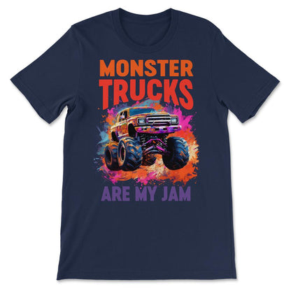 Monster Truck Big Retro Race Dad Trucker Lover Jam Vintage Gift Tee - - Navy