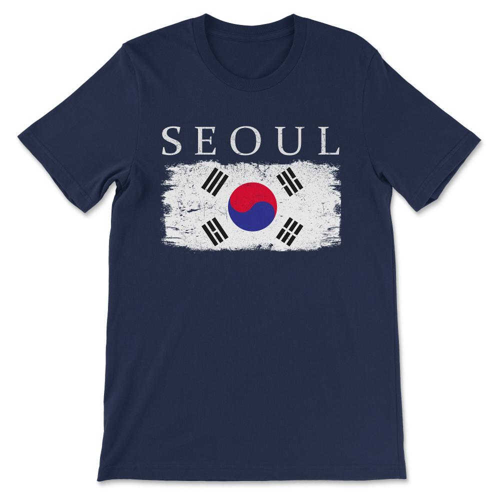 Seoul South Korea Flag South Korea Visitor Seoul Tourist Gift Tee - - Navy