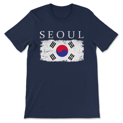 Seoul South Korea Flag South Korea Visitor Seoul Tourist Gift Tee - - Navy