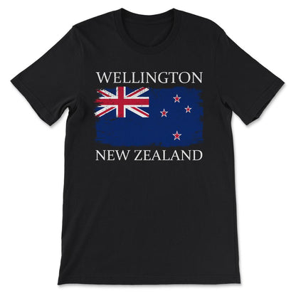 Wellington New Zealand Flag Capital City New Zealand Gift Tee - - Black