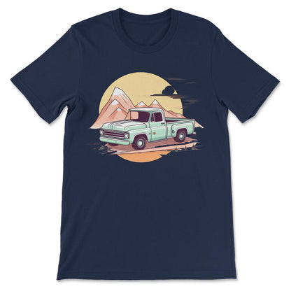 Truck Vintage Old Classic School American Pickup Retro Farm Gift Tee - Navy