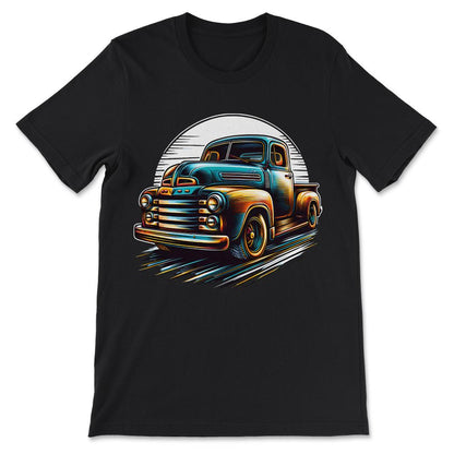 Truck Vintage Old Classic School American Pickup Retro Farm Gift Tee - Black