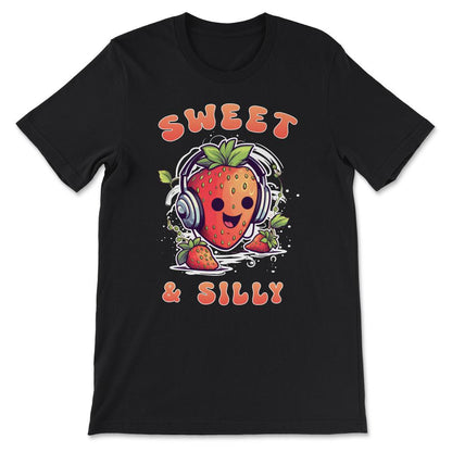 Sweet Strawberry Cute Funny Silly Strawberries Festival Love Gift Tee - Black