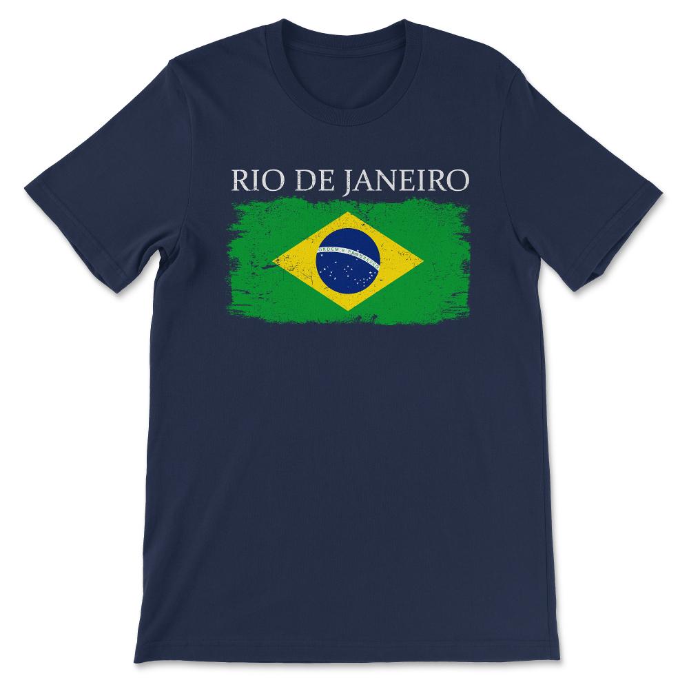 Rio de Janeiro Brazil Flag Rio de Janeiro Tourist Flag Gift Tee - - Navy