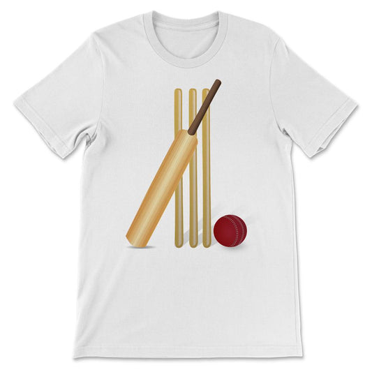 Cricket - Eat Sleep Cricket Repeat Cricketer Batsmen Bowler Gift Tee - White