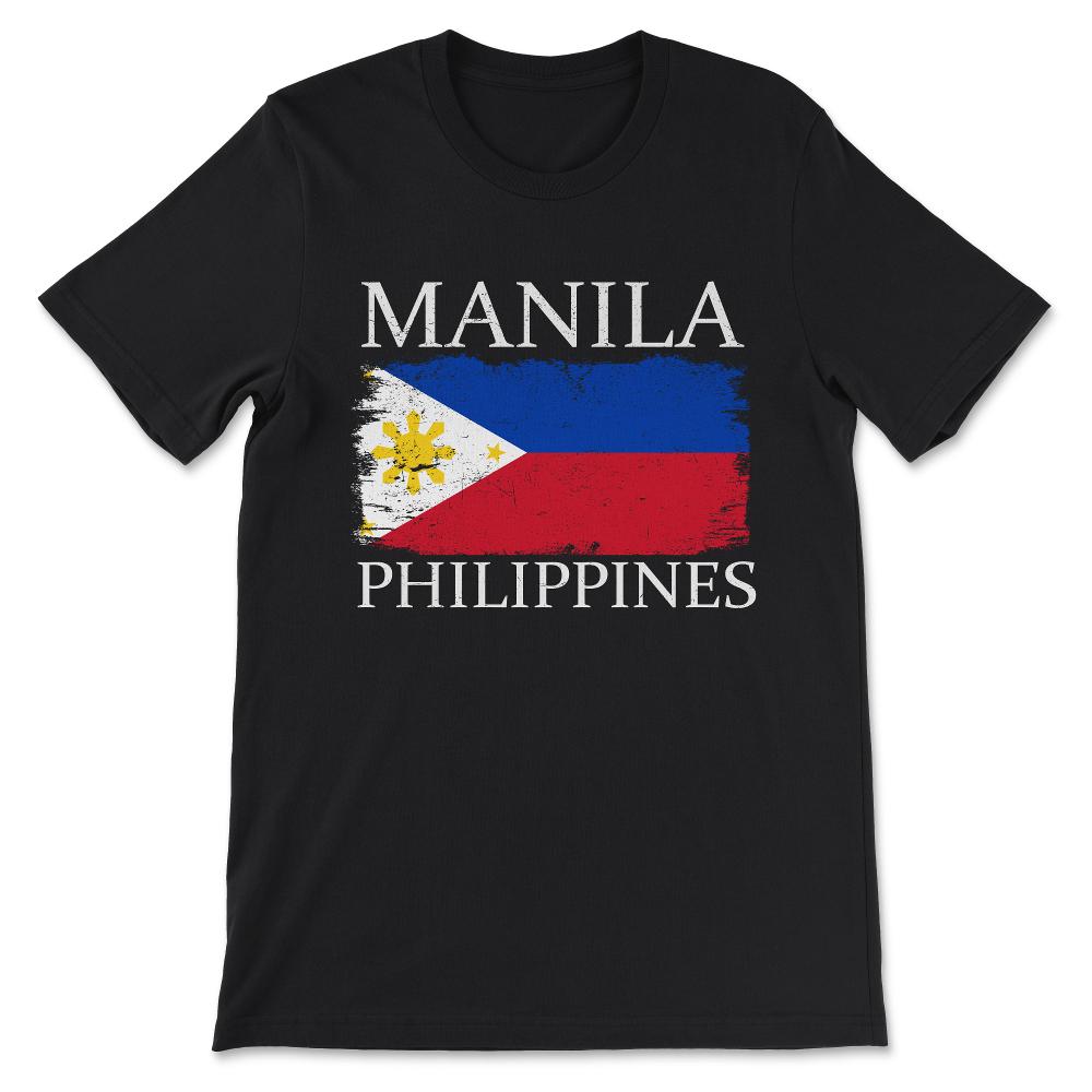 Manila Philippines Visitor Manila Tourist Philippines Flag Gift Tee - - Black