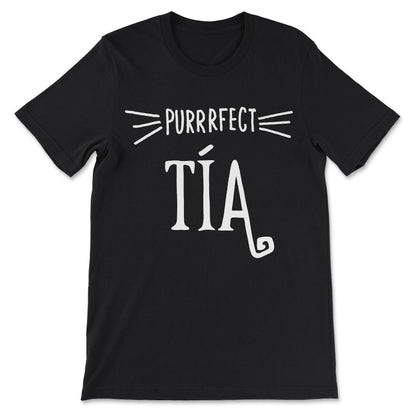 Tía - Perfect Tía Gifts for a Loving Cat Tía Aunt Aunti Gift Tee - - Black