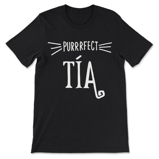 Tía - Perfect Tía Gifts for a Loving Cat Tía Aunt Aunti Gift Tee - - Black