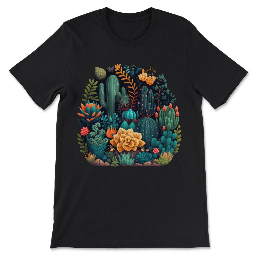 Done - Cactus Desert Vibes Botanical Retro Scene Succulent Plant Gift - Black