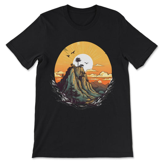 Hiker Scout Camping Hiking Mountaineering Mountains Vintage Gift Tee - Black