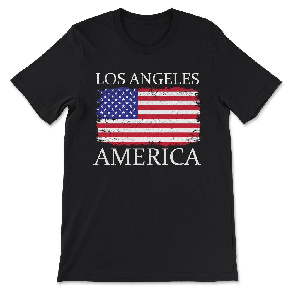 Los Angeles America Flag America Tourist Los Angeles Visitor Gift Tee - Black