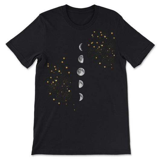 Full Moon Along With Its Phases Lunar Space Stars Boys Girls design - Black