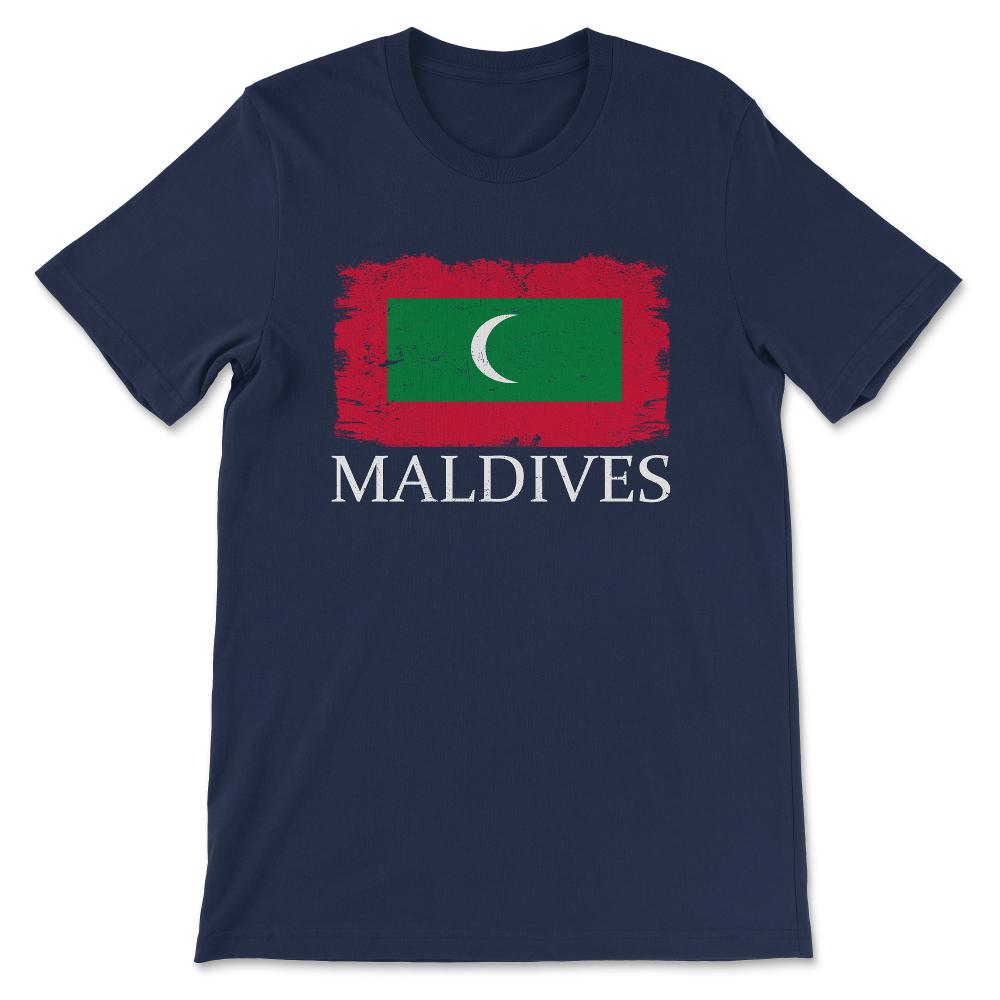 Maldives Country Flag Maldives Tourist Maldives Team Gift Tee - - Navy