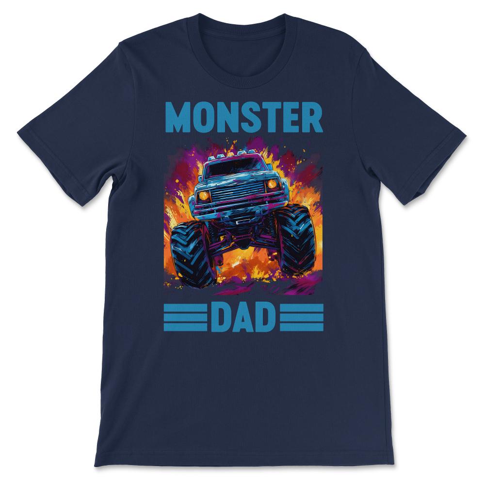 Monster Truck Dad - Monster Dad - Dad Trucker Retro Vintage Gift Tee - Navy