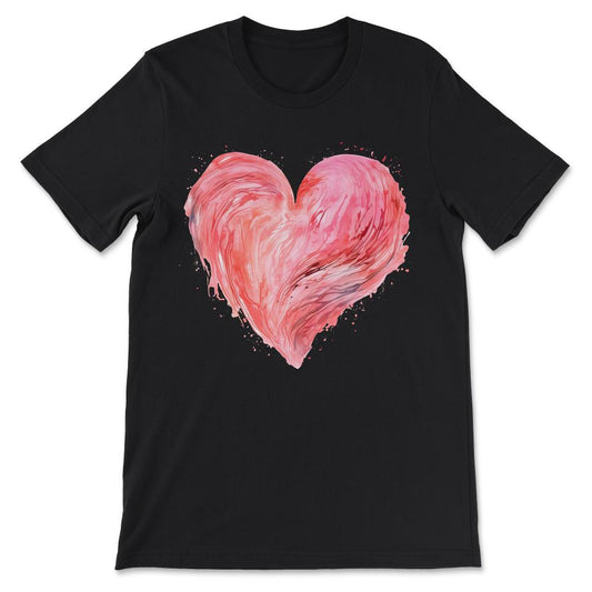 Heart - Cute Floral Pink Heart Love Women Girls Wife Mom Gift Tee - - Black