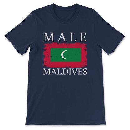 Male Maldives Flag Maldives Tourist Capital Maldives Gift Tee - - Navy