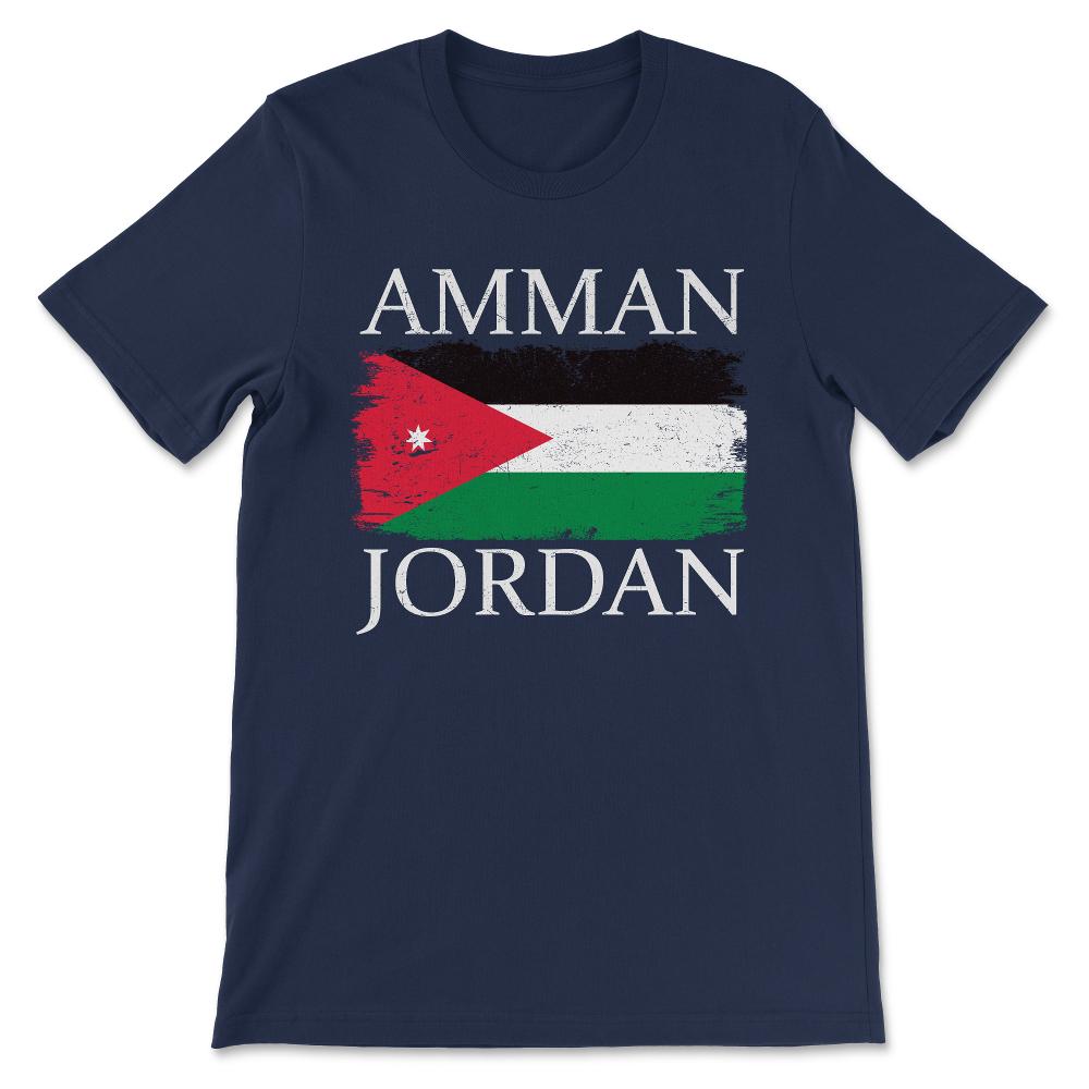 Amman Jordan Flag Jordan Tourist Capital Jordan Country Gift Tee - - Navy