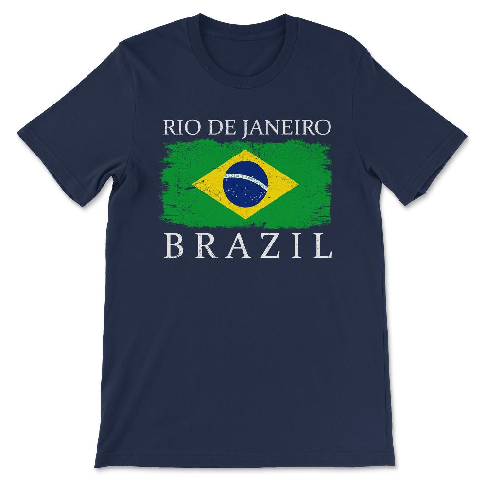 Rio de Janeiro Brazil Flag Rio de Janeiro Tourist Flag Gift Tee - - Navy
