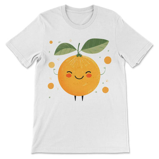 Cute Orange Fruits Happy Lover Tangerine Citrus Face Summers Gift Tee - White